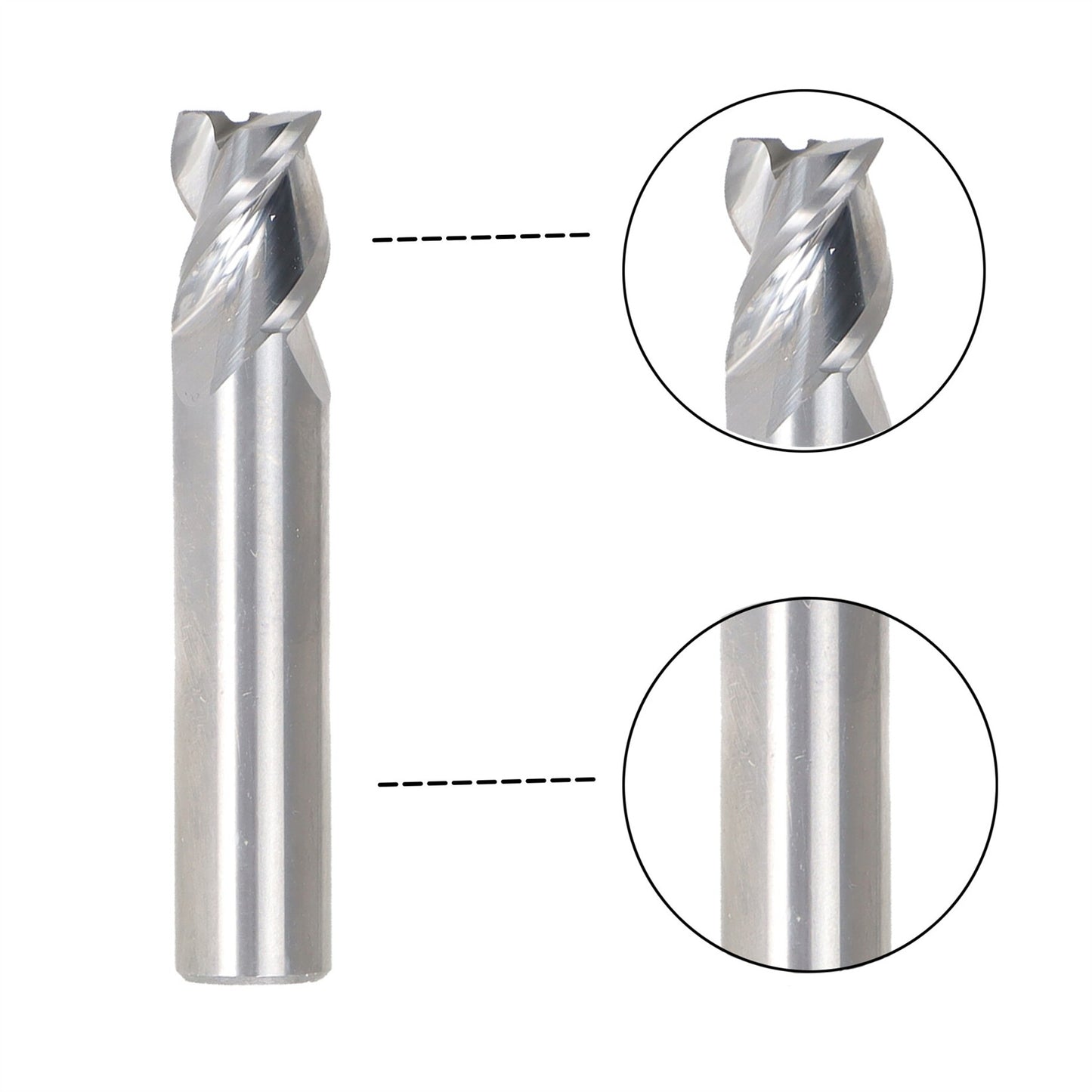 findmall 3/8 Inch Helix Carbide End Mill 3 Flute Carbide Stub Length 45 Degree Fit for Aluminum Cut Non-Ferrous Metal Upcut CNC Spiral Router Bit