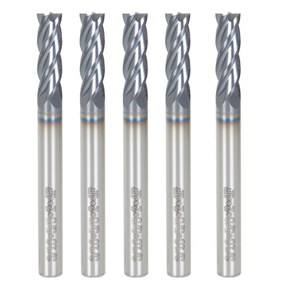 findmall 5Pcs 3/16 Inch Helix Carbide End Mill Tialn Coated 4 Flute 5/8 Inch Length of Cut Fit for Aluminum Cut Non-Ferrous Metal Upcut CNC Spiral Router Bit