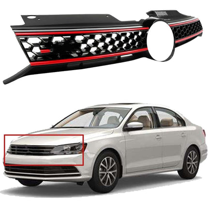 Findmall Front Grille for 2010-2014 Golf Mk6, Black with Red Trim