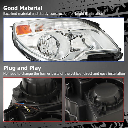 Findmall Driver Side and Passenger Side Headlights Assembly Halogen Replacement for Equinox 2011-2015 Housing Chrome Lamp LH RH 2PCS GM2502338 GM2503338