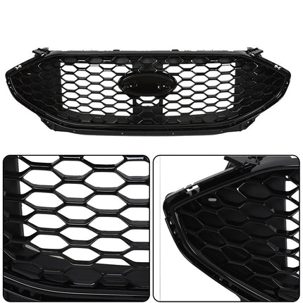 Findmall Front Grille Upper without Camera Slot Glossy Black Honeycomb Style Replacement for Edge ST 2019-2020
