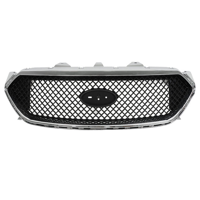 Findmall Matte Black Mesh Front Upper Hood Grille with Chrome Frame Replacement for Taurus SHO 2013-2018