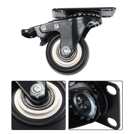 Findmall 12 Pack 2 Inch Polyurethane Swivel Caster Wheels with Total Lock Brake, Plate Mount, Heavy Duty Replacement Casters for Furniture, Carts, Workbenches & Cabinets