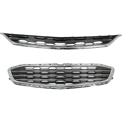 Findmall 2-Piece Front Upper and Lower Bumper Grille Set Replacement for Malibu 2016-2018