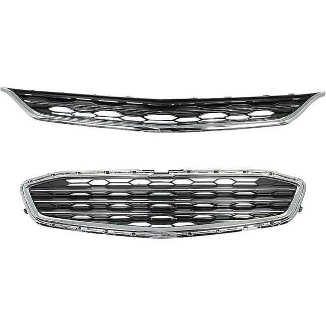 Findmall 2-Piece Front Upper and Lower Bumper Grille Set Replacement for Malibu 2016-2018