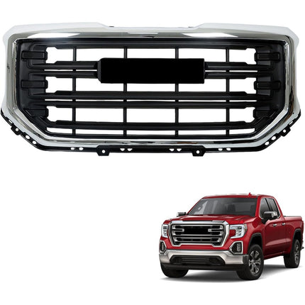 Findmall Front Upper Grille for 2016-2018 GMC Sierra 1500 and 2019 Sierra 1500 Limited, Black with Chrome Trim