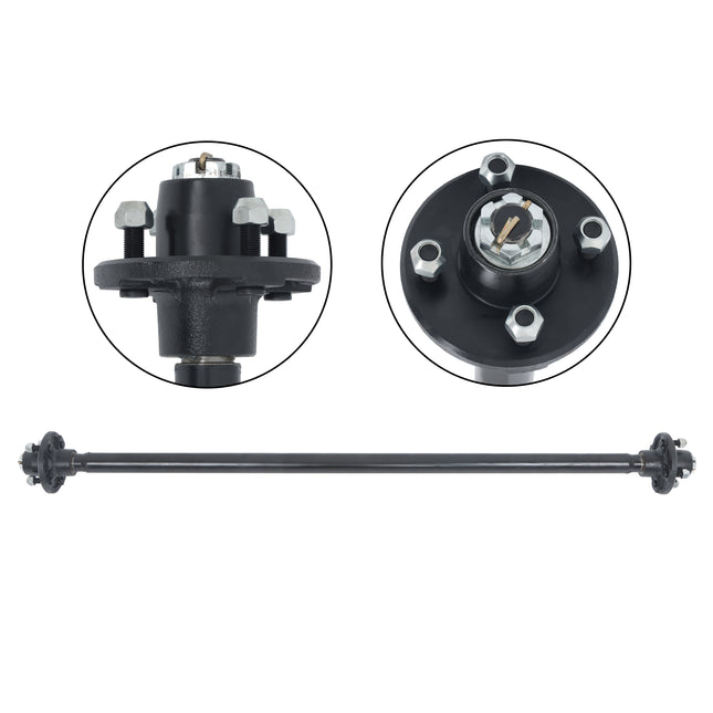 Findmall 2,000 lb Trailer Axle with U-Bolt Kit, 4 on 4 in, 47.5 in Hub Face