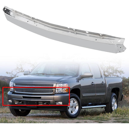 Findmall Front Bumper Impact Face Bar for 2007‑2013 Chevrolet Silverado 1500 2500 3500, Chrome Steel Without Center Air Intake Hole, Replacement for GM1002831 and 15941850