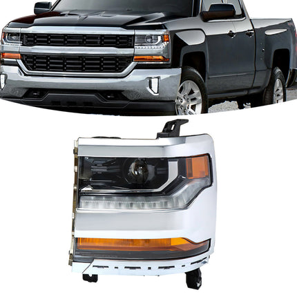 Findmall Headlight Assembly Replacement for Silverado 1500 Left LH Chrome