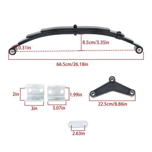 Findmall 4-Spring 4-Leaf Double-Eye Trailer Suspension Kit, 1,750 lb per Spring with Equalizers and Hangers
