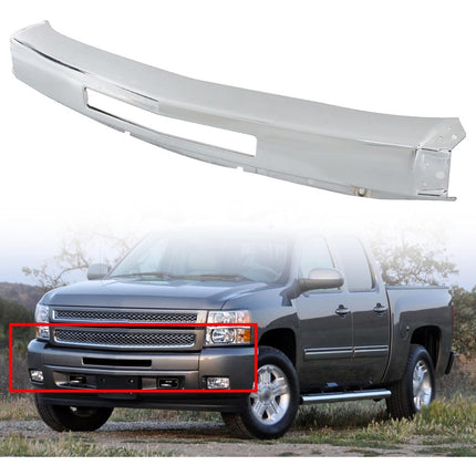 Findmall Front Bumper Impact Face Bar for 2007‑2013 Chevry Silverado 1500 2500 3500, Chrome Steel with Center Air Intake Hole, Replacement for GM1002831 and 15941850