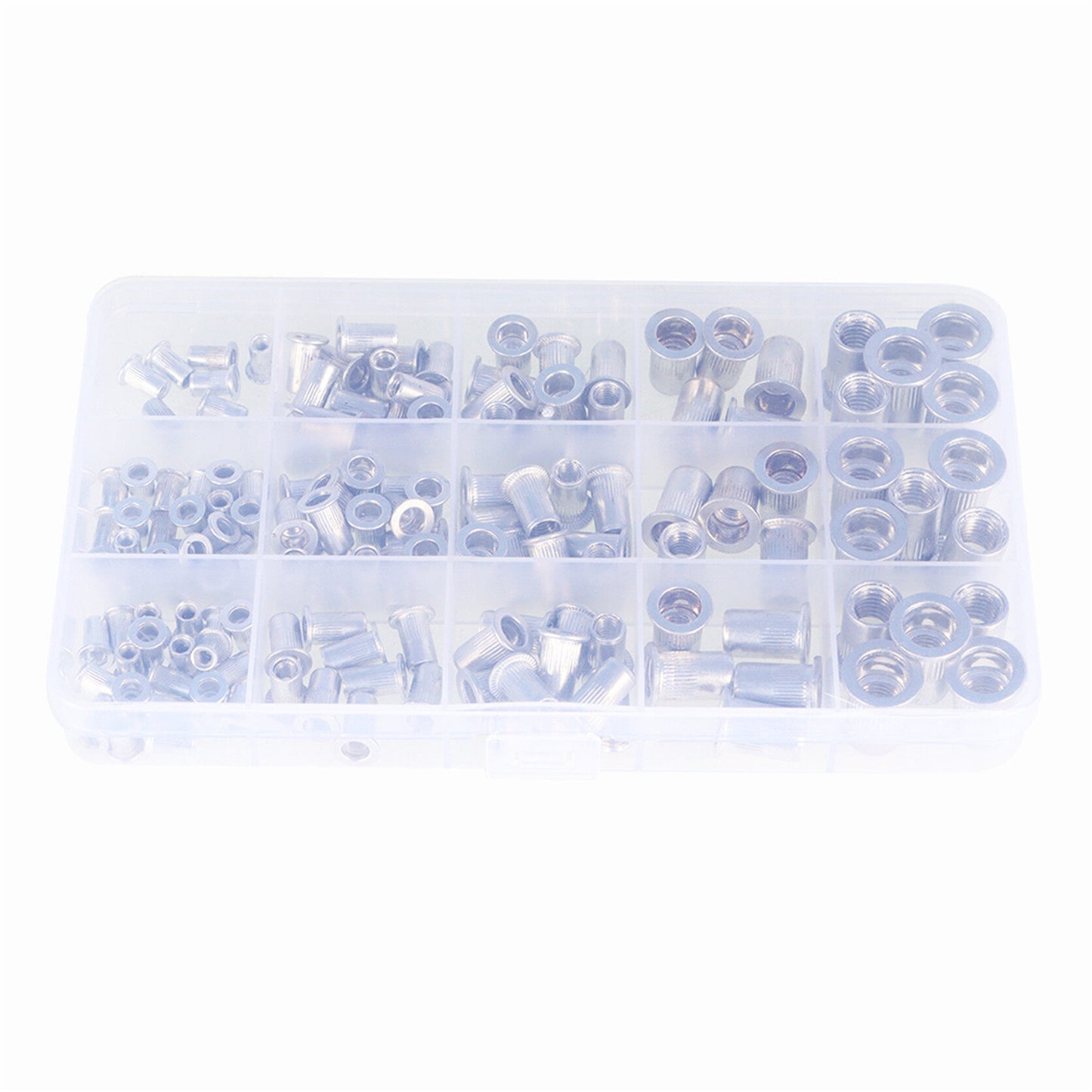 findmall 150Pcs Rivet Nuts Kit Metric Aluminum Flat Head Threaded Rivet Nut Insert Nutsert Rivet Nuts Assortment Kit M3 M4 M5 M6 M8