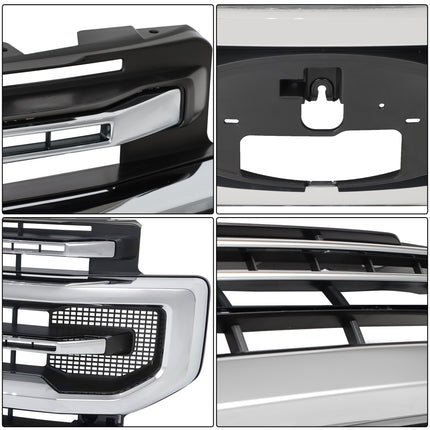 Findmall Front Grille Upper Black Chrome Replacement for F250