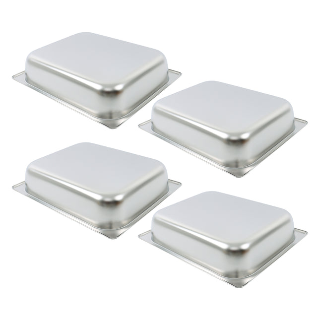 Findmall 4Pcs Half Size Hotel Pans 2.5 Inch Deep 1/2 Size Without Lids | Stainless Steel Steam Table Pan, for Steam Tables, Restaurants, Catering and Industrial Use