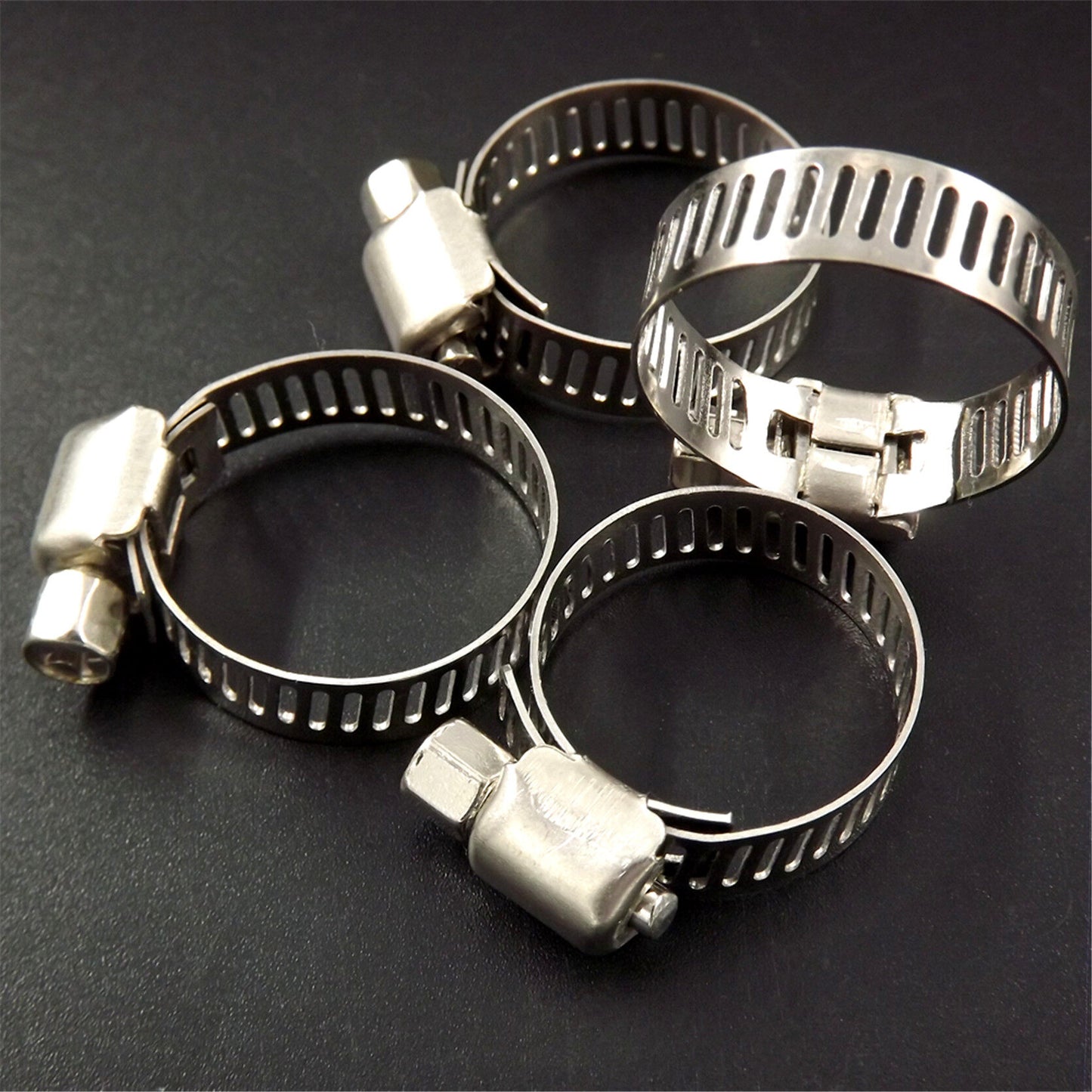 50pcs 3/8"-1/2"Adjustable Stainless Steel Drive Hose Clamps Fuel Line Worm Clip