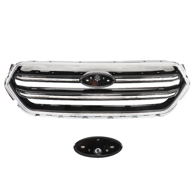 Findmall Glossy Black and Chrome Straight-Trim Front Upper Grille Replacement for Escape 2017-2019 GJ5Z8200C