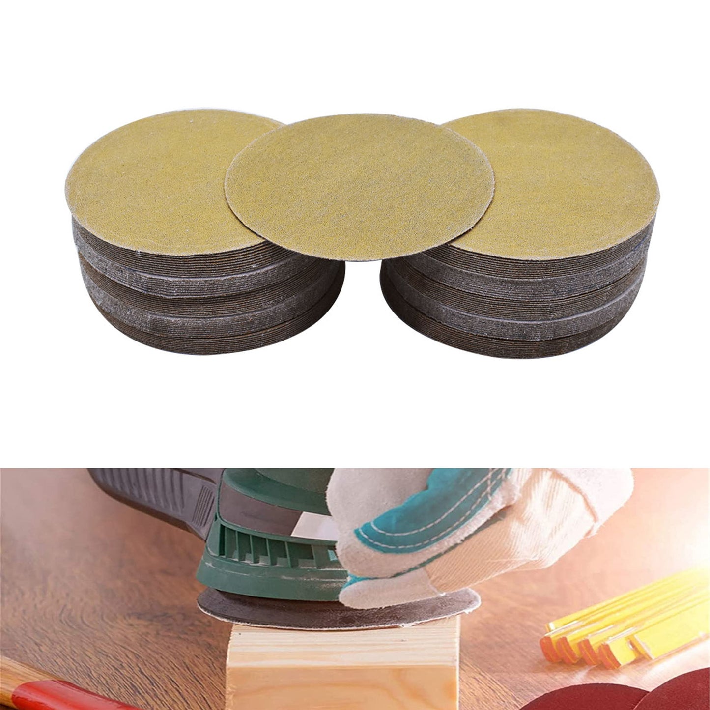 Hook Loop Pads Sanding Disc 5-Inch NO-Hole 100Pcs Aluminum Oxide Round Flocking Sandpaper for Sanding Grinder Polishing Accessories ( 60 80 120 180 240 320 ) Grit (80grit)