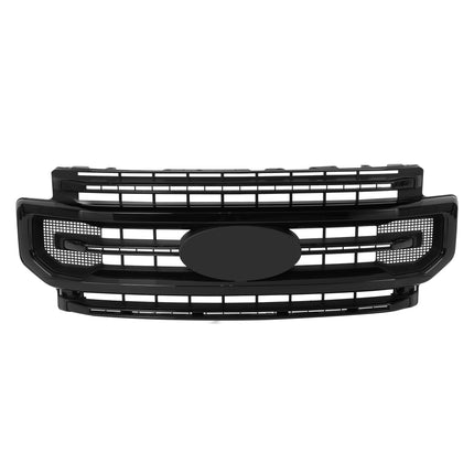 Findmall Front Upper Bumper Grille Glossy Black with 3 Straight Trim Replacement for F250 F350 Platinum Style 2020-2022 Replacement for LC3Z-8200-DB