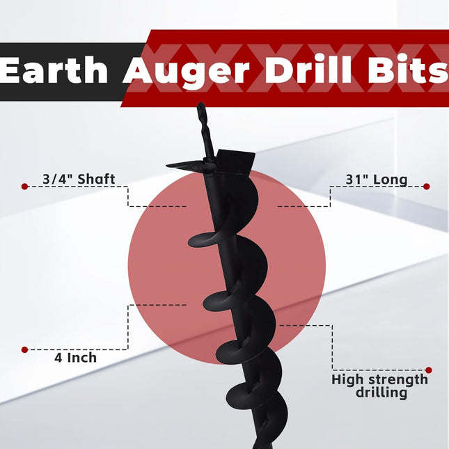findmall Earth Auger Drill Bits 4" 6" 8" for Gaseous Fluid Powered Post Fence Hole Digger