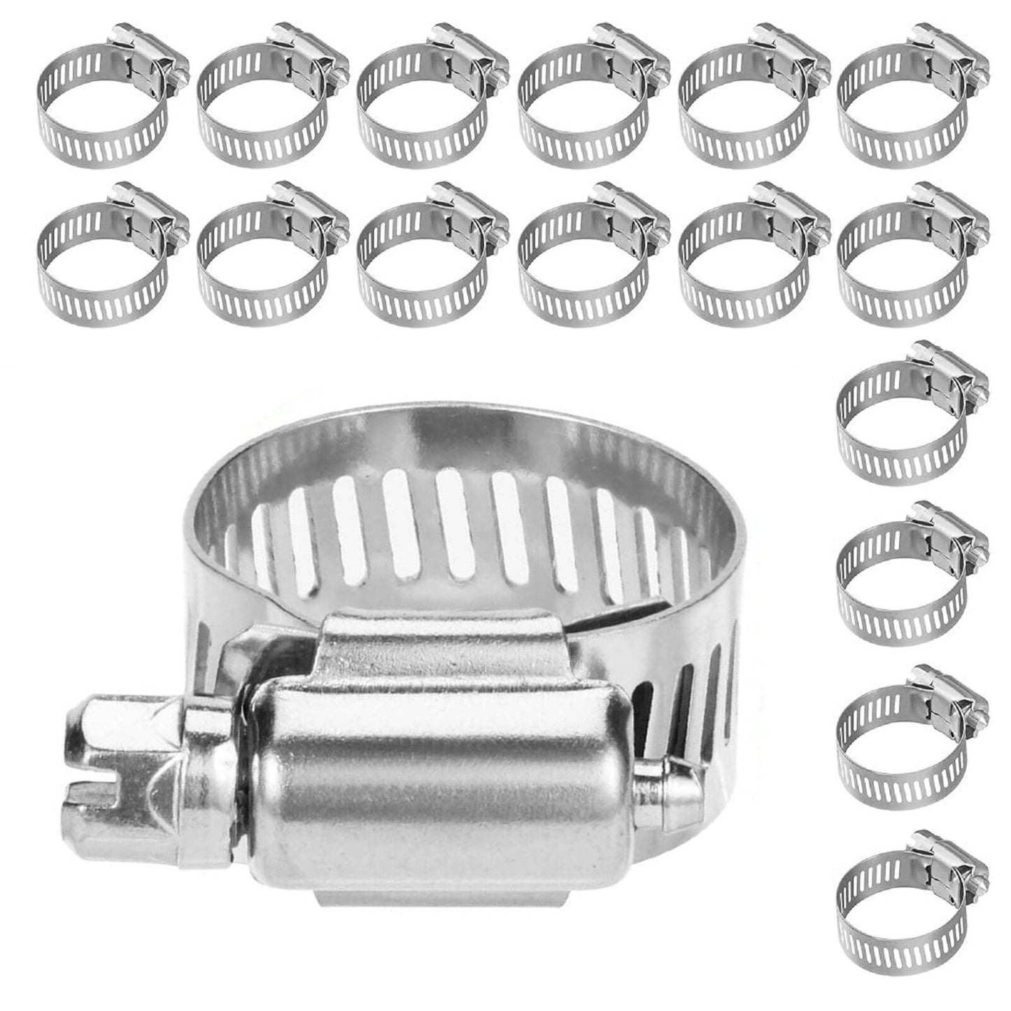 50pcs 3/8"-1/2"Adjustable Stainless Steel Drive Hose Clamps Fuel Line Worm Clip