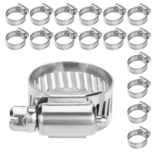 50pcs 3/8"-1/2"Adjustable Stainless Steel Drive Hose Clamps Fuel Line Worm Clip