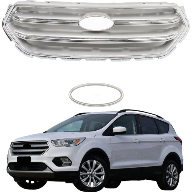Findmall Silver Front Upper Grille with Chrome Molding Replacement for Escape 2017-2019 GJ5Z8200B