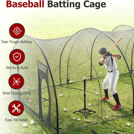 Findmall Heavy Duty Softball Baseball Batting Cage, Practice Portable Cage Net, for Backyard Batting Hitting Training with Carry Bag, 22ft x 12ft x 8ft