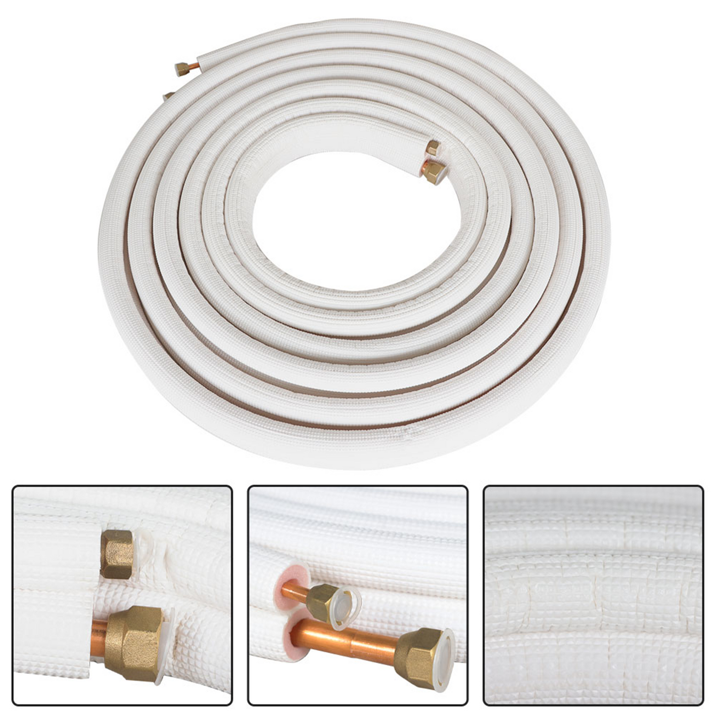 findmall 25FT Air Conditioning Copper Tubing Hose Extension 1/4" and 1/2" Twin Copper Hoses Insulated Copper Hoses Fit for Mini Split Air Conditioner