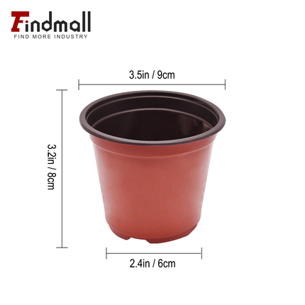 findmall 100PCS Plastic Plant Nursery Pots for Seedlings – Round Stackable Flower & Vegetable Planters, Ribbed Design