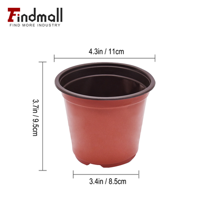 findmall 100PCS Plastic Plant Nursery Pots for Seedlings – Round Stackable Flower & Vegetable Planters, Ribbed Design