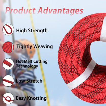 findmall 3/8 Inch 100 Feet Braided Polyester Rope Tree Work Rope Rigging Rope for Outdoor Swing Camping 3250 LBS Red Black