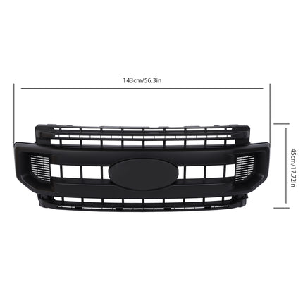 Findmall Front Grille Upper Matte Black with 2 Straight Trim Style Replacement for F250 F350 F450 Super Duty XLT 2020-2022