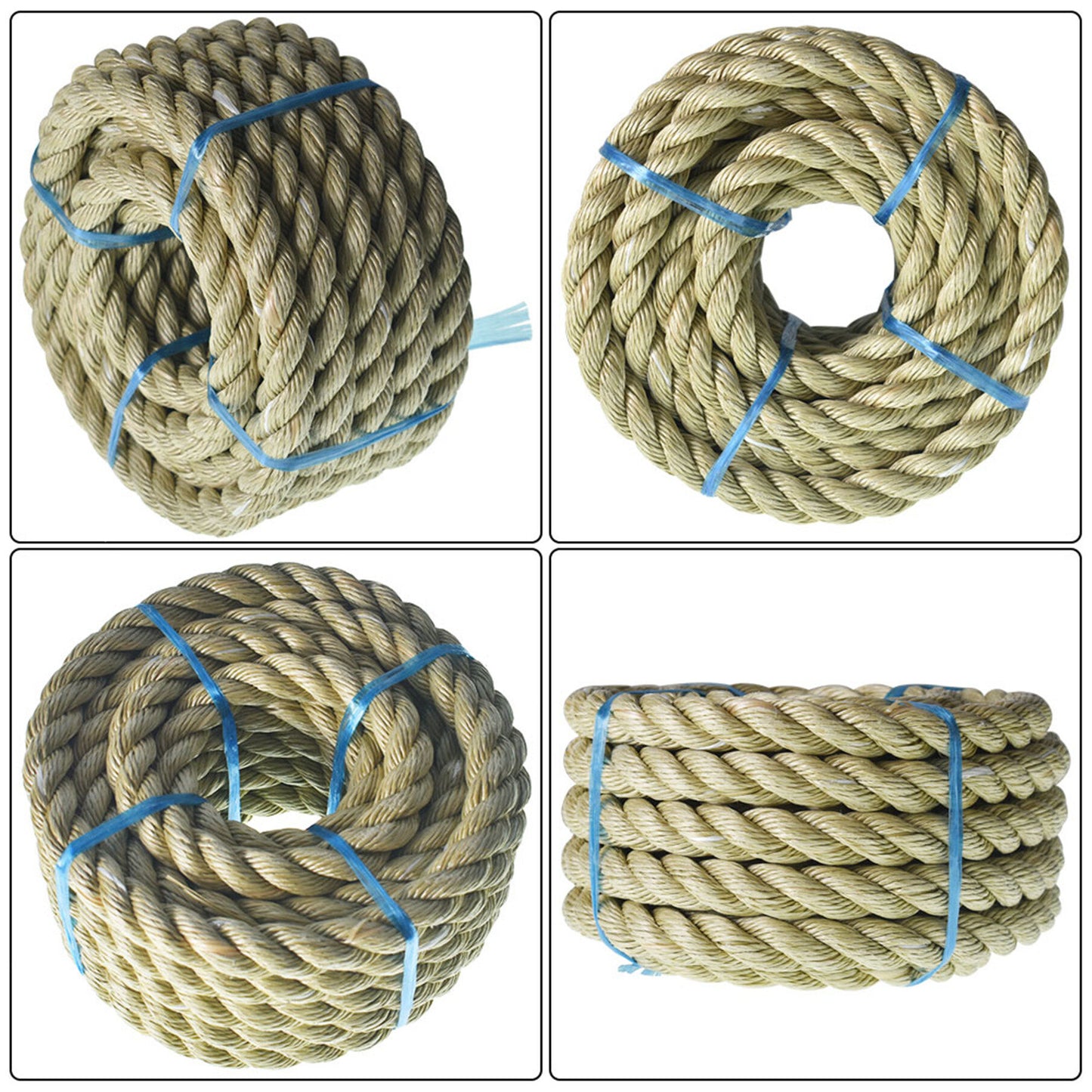 3/4 inch 1 inch Diameter Twisted Manila Rope, Twisted 3 Strand, Polypropylene Rope for Indoor Outdoor Use for Landscaping, Tug of War, Projects and Tie Downs