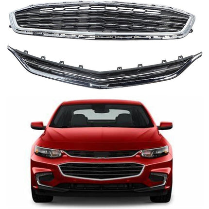 Findmall 2-Piece Front Upper and Lower Bumper Grille Set Replacement for Malibu 2016-2018