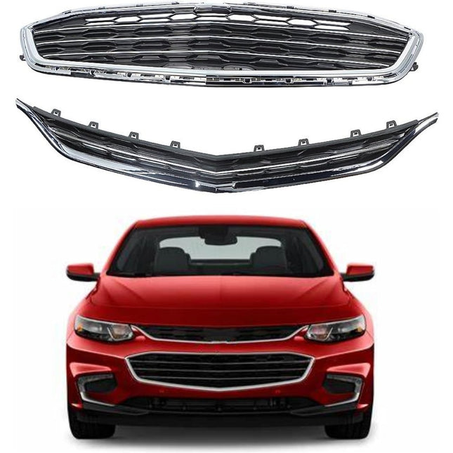 Findmall 2-Piece Front Upper and Lower Bumper Grille Set Replacement for Malibu 2016-2018