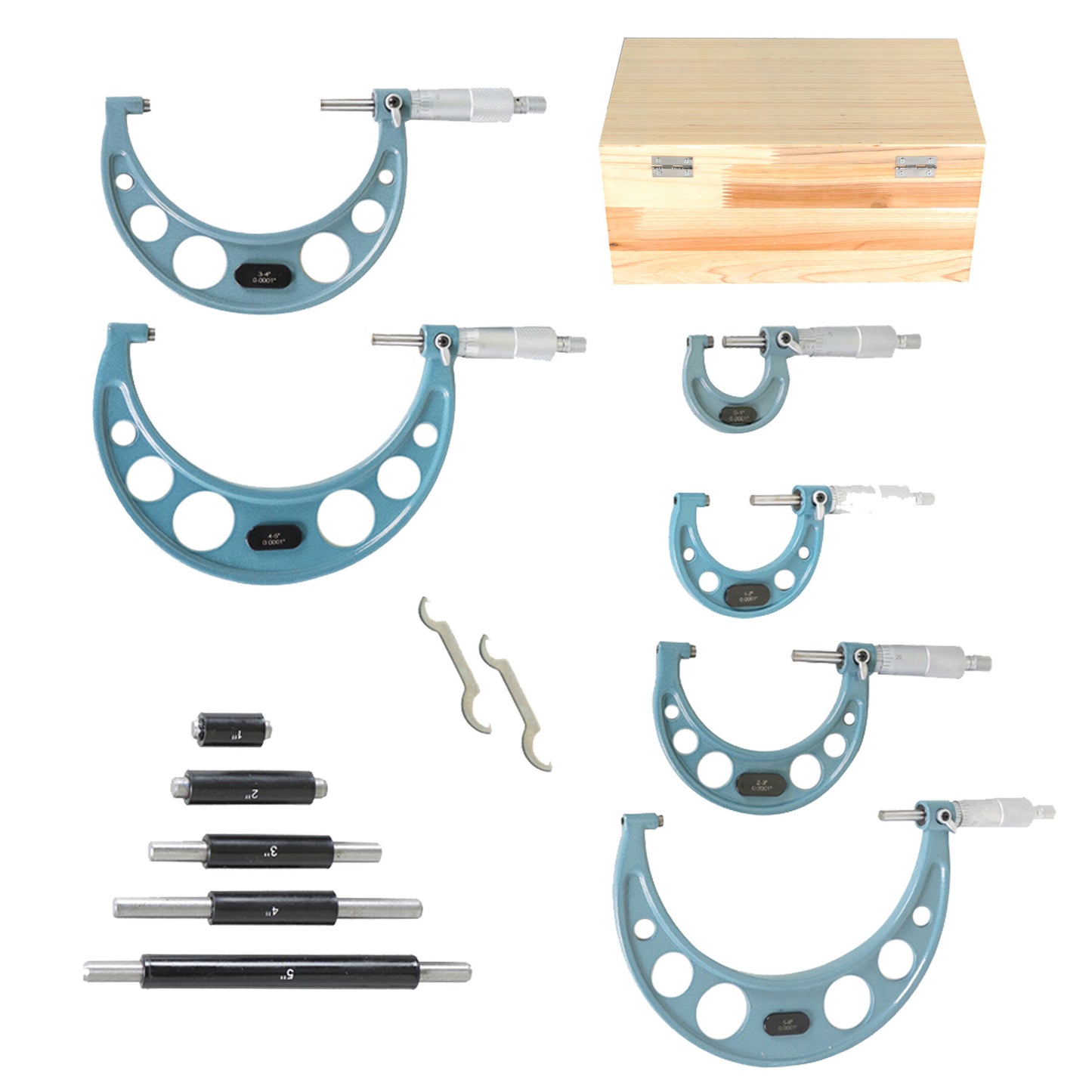 findmall 0-6" Precision Outside Micrometer Set 0.0001" Carbide Standards 6Pcs