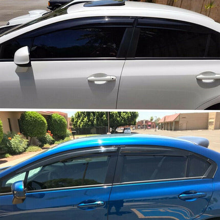 Findmall Smoke Tint Side Window Visor Vent Rain Guard Deflector Replacement for 2012-2015 Honda Civic Sedan