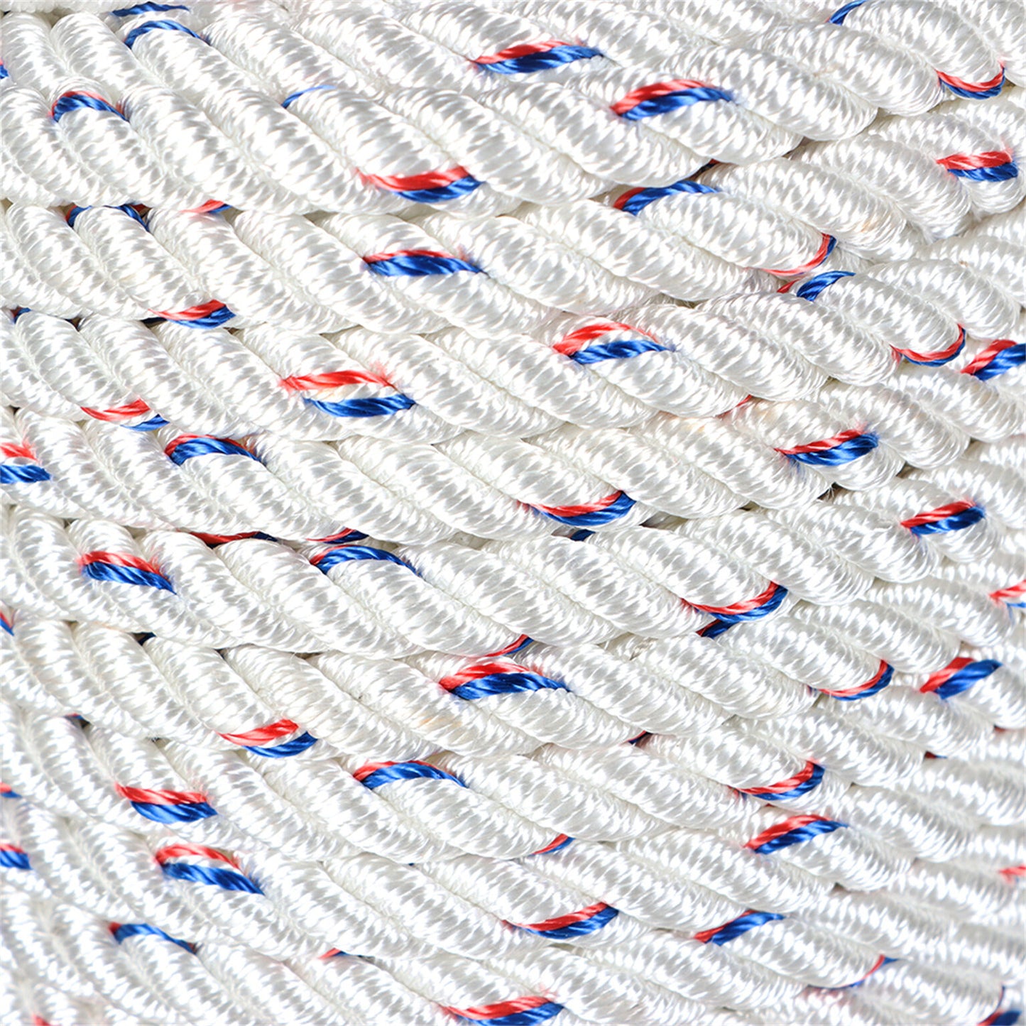 findmall 1/2 In Braid Polyester Rope Bull Rigging High Force Polyester Rope 200 FT White Red Blue