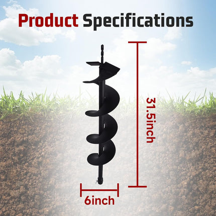findmall Earth Auger Drill Bits 4" 6" 8" for Gaseous Fluid Powered Post Fence Hole Digger