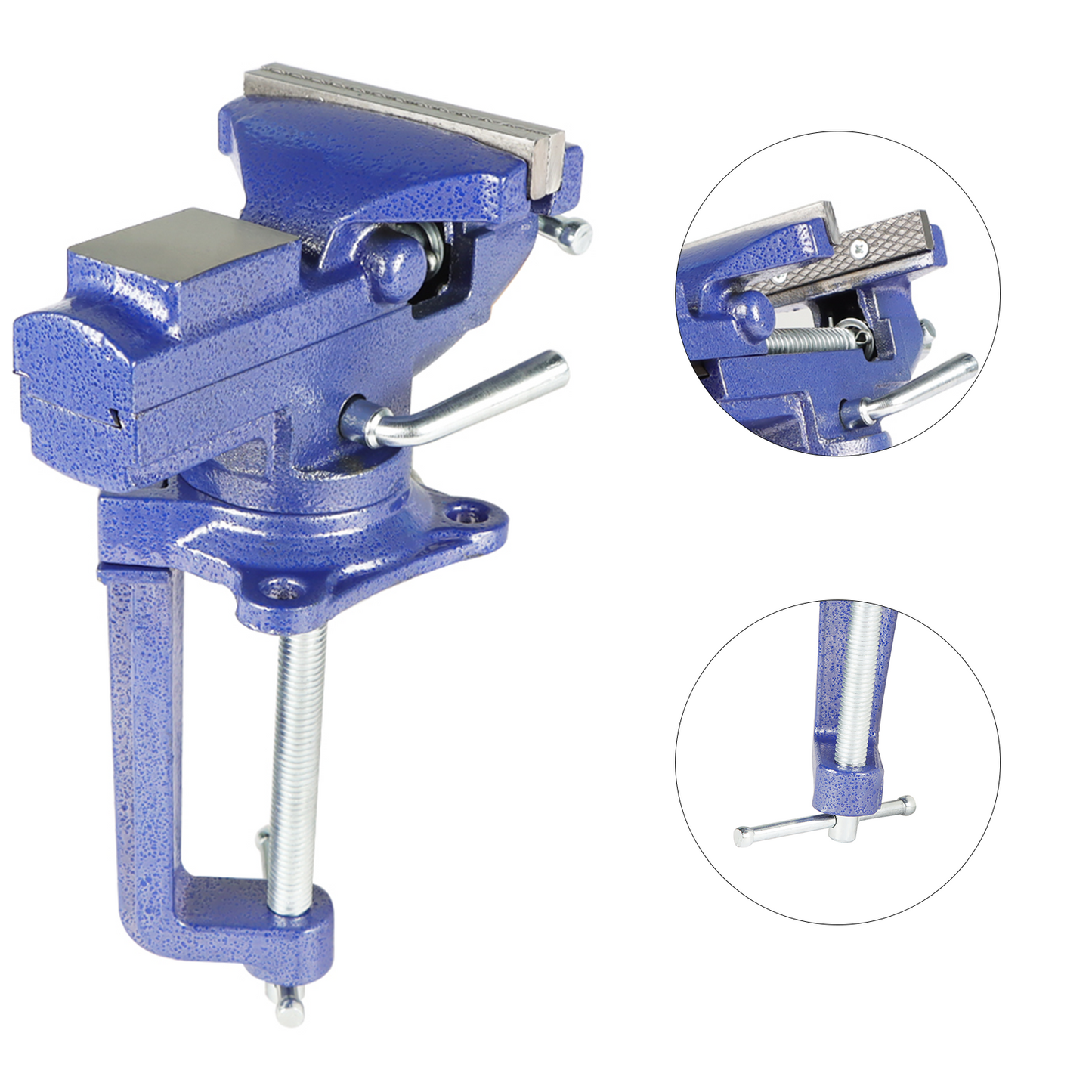 findmall 3.3 Inch Multi-Functional Combined Vise Dual-Purpose Bench or Table Vise Multifunctional Jaw Universal Rotate 360 Degree Work Clamp Portable Home Clamp On Vise - Blue