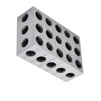 1 x 2 x 3 Inch Blocks Matched Pair Hardened Steel 23 Holes Precision Machinist Milling