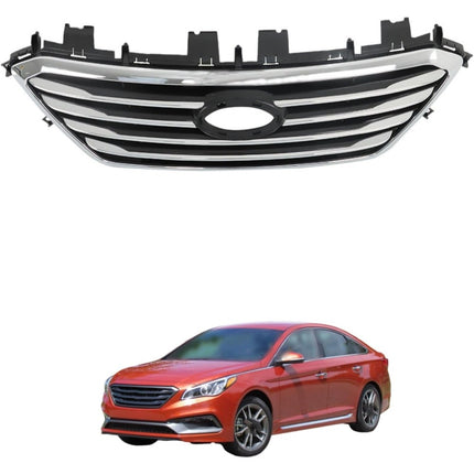 Findmall Front Bumper Grille Chrome Black Replacement for Sonata 2015 2016 HY1200174 000835056