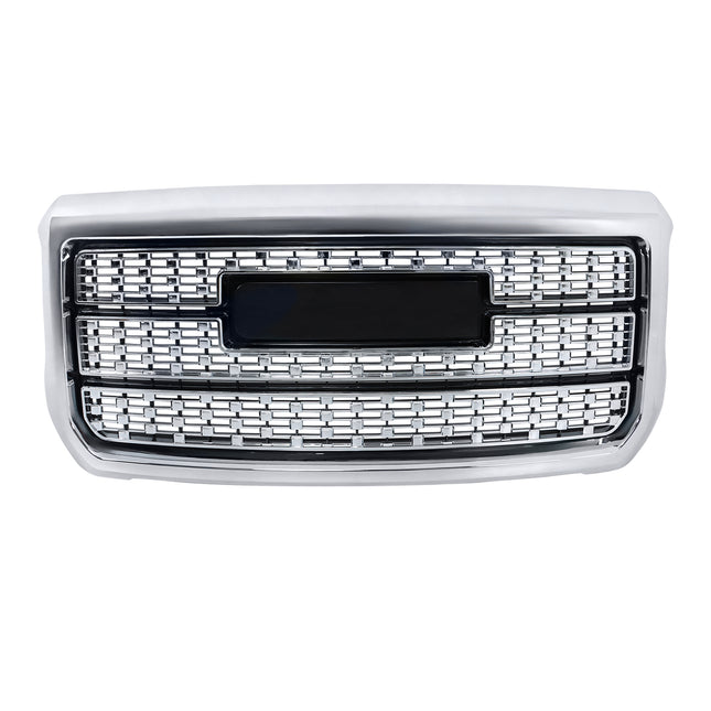 Findmall Chrome Mesh Front Upper Bumper Grille Replacement for Sierra 2500HD and 3500HD Denali 2015-2019 84542600