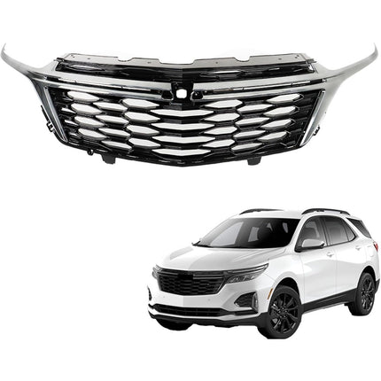 Findmall Front Upper Grille Assembly for 2022-2023 Chevrolet Equinox, Black with Chrome Trim