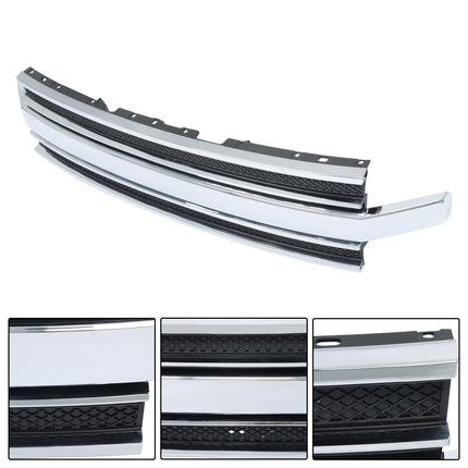 Findmall Front Grille Upper Black with Chrome Molding Replacement for Flex 2013-2019