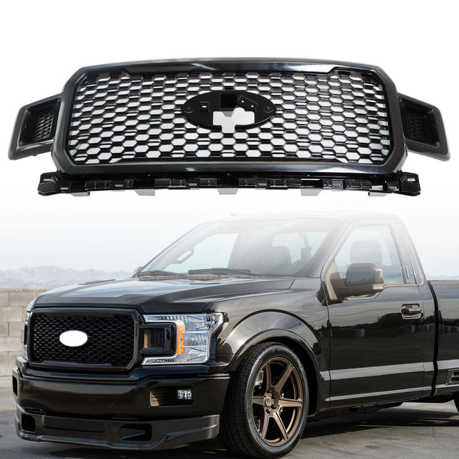 Findmall Matte Black Front Upper Radiator Grille without Base Rail Replacement for F-150 2018-2020 JL3Z8200SF