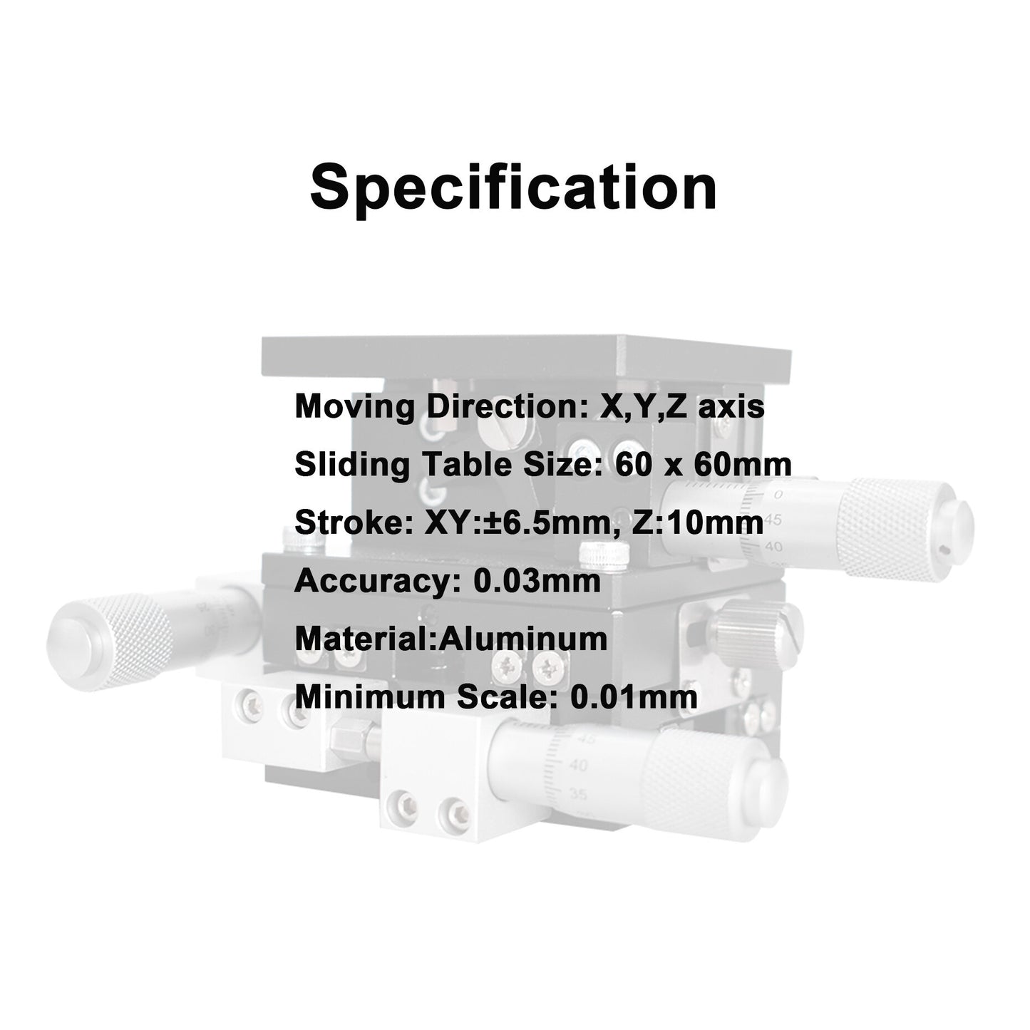 findmall 3Axis Linear Stage Trimming Platform Bearing Tuning Sliding 60x60mm XYZ