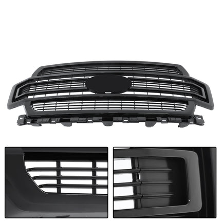 Findmall Front Grille Upper Glossy Black Mesh Chrome Trim Replacement for F250 Super Duty XL XLT 2023 2024