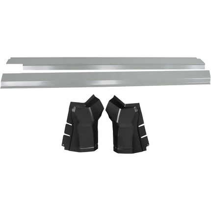 Findmall 4-Piece Outer Rocker Panel and Cab Corner Kit for 2009-2018 Ram 1500 Quad Cab, Black and Silver