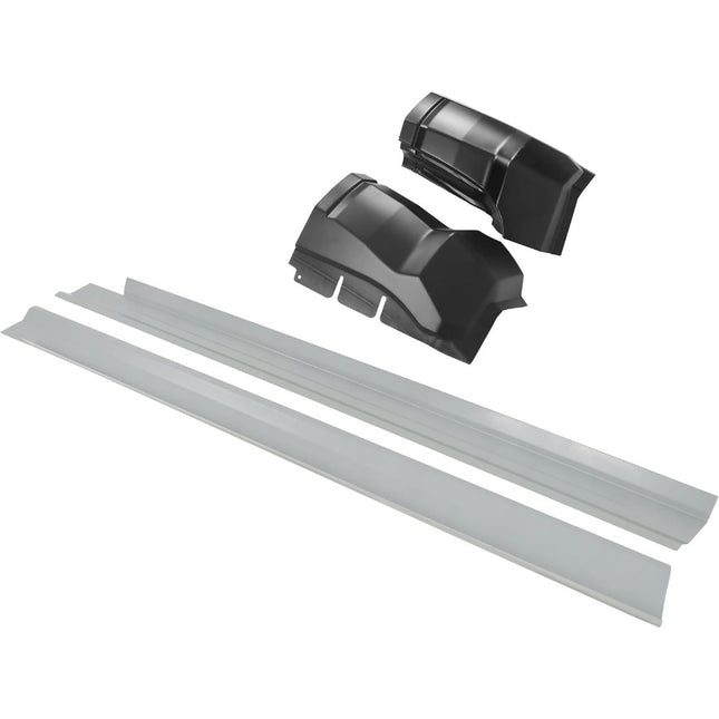 Findmall 4-Piece Outer Rocker Panel and Cab Corner Kit for 2009-2018 Ram 1500 Quad Cab, Black and Silver